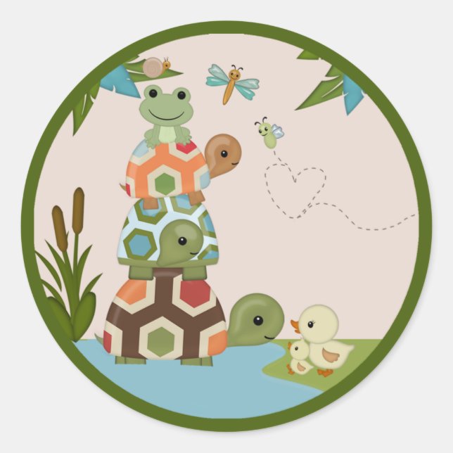Laguna Turtle Baby Dusche Rundaufkleber Siegel LTC Runder Aufkleber (Vorderseite)