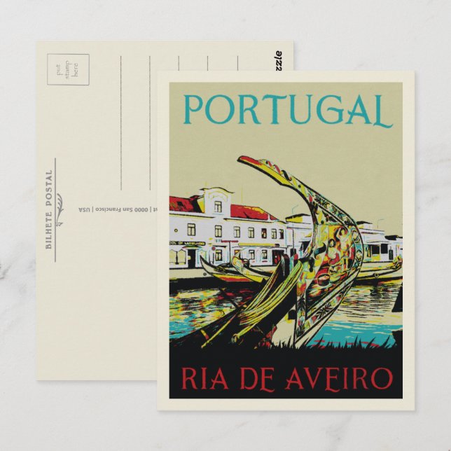 Lagune Aveiro Illustration Portugal Postkarte (Vorne/Hinten)