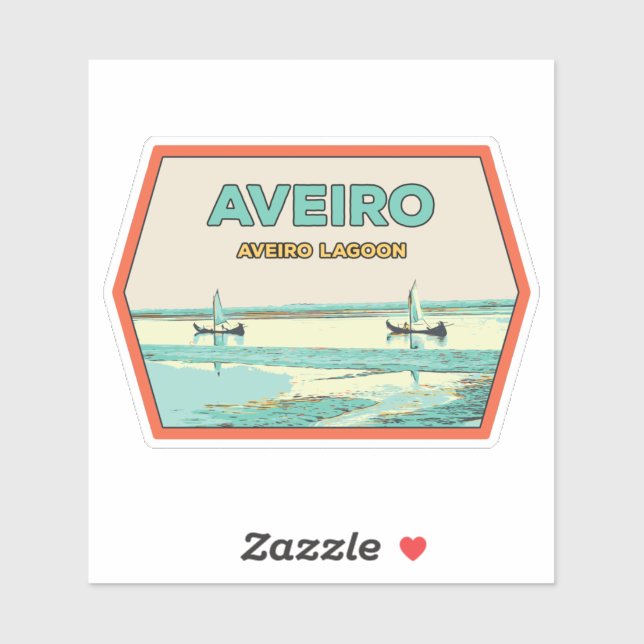 Lagune Aveiro Illustration Portugal Sticker (Blatt)