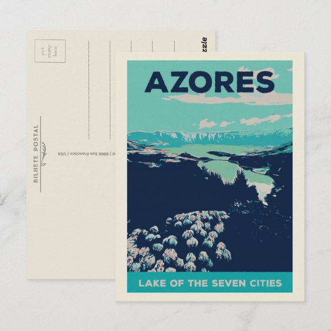 Lagune der Azoren von 7 Städten - Beispiel Portuga Postkarte (Vorne/Hinten)