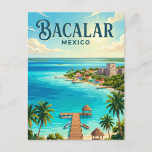Lagune von Bacalar (Lagune der sieben Farben) Mexi Postkarte