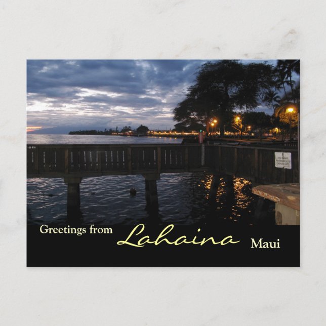 Lahaina City Lights - Sonnenuntergang Postkarte (Vorderseite)