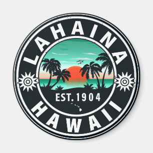 Lahaina Hawaii Beach Retro Sunset Souvenir 60er Magnet