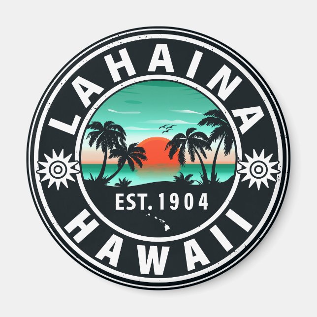 Lahaina Hawaii Beach Retro Sunset Souvenir 60er Magnet (Vorne)