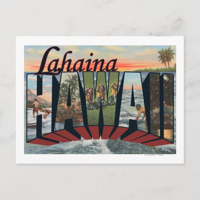 Lahaina, Hawaii - Große Briefmarkenszenen Postkarte (Vorderseite)