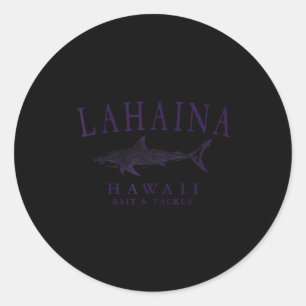 Lahaina Hawaii Hai vintage Pflaume Kunst Angeln Runder Aufkleber