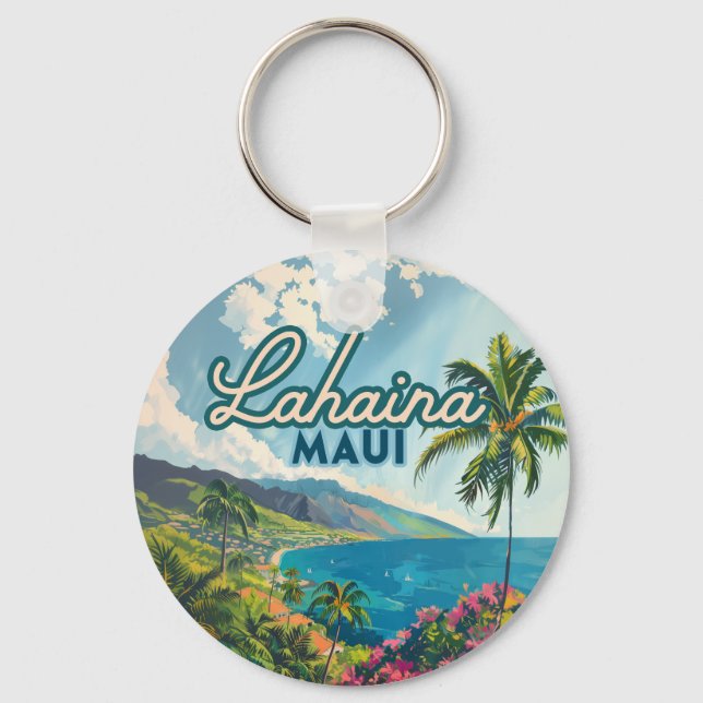 Lahaina Maui Hawaii Beach Coast Retro Schlüsselanhänger (Vorderseite)