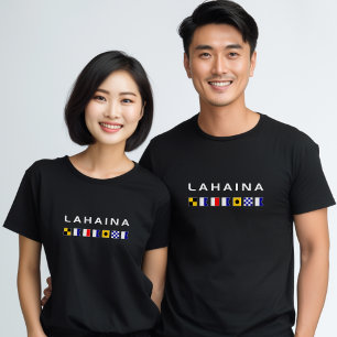 Lahaina Maui Nautical Maritime Signal Flags Dark T-Shirt
