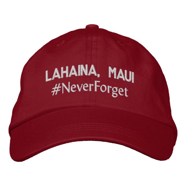 Lahaina, Maui #NeverForget Adjustable Bestickte Baseballkappe (Vorderseite)