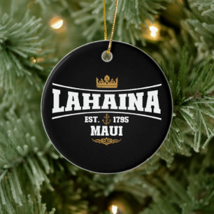 Lahaina Maui Vintage-Schiffsanker-Flagge 1795 Gesc Keramik Ornament