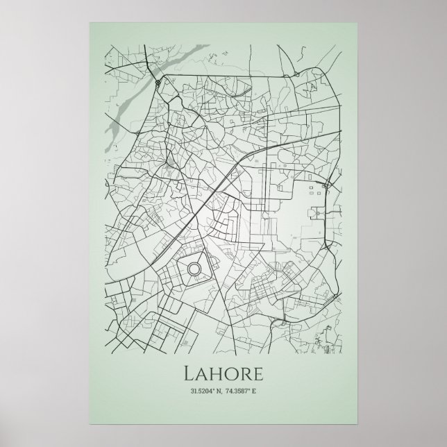 Lahore Map Poster | Lahore City Road Map (Vorne)