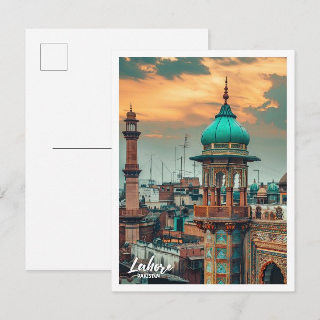 Lahore Pakistan Kunst, Dichtung und Musik Postkarte (Vorne/Hinten)
