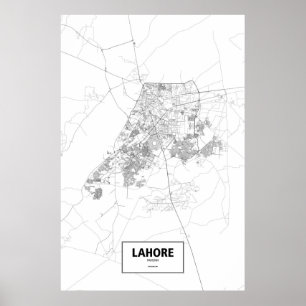 Lahore, Pakistan (Schwarzes auf Weiß) Poster