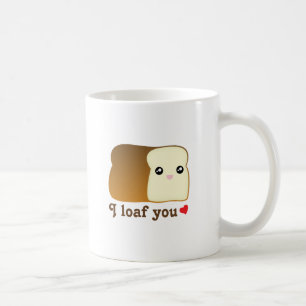 Laib I Sie Cartoon-Nahrungsmittelwortspiel kawaii Kaffeetasse