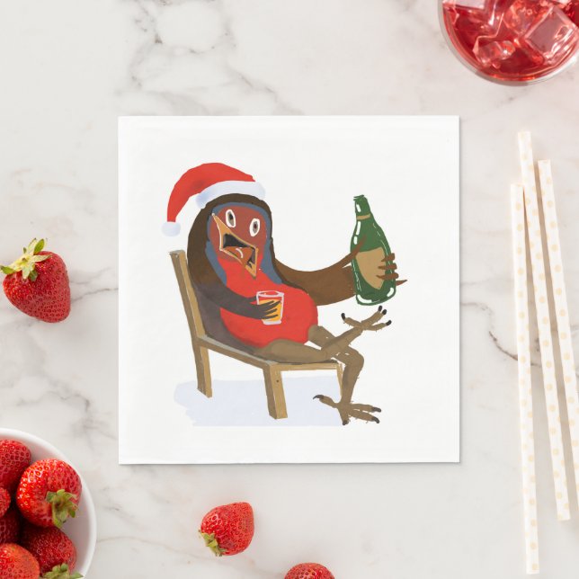 Laid Back Christmas Robin on paper napkin Serviette (Beispiel)