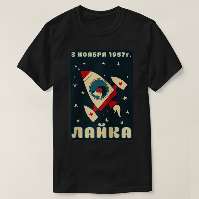 Laika Dog Sputnik Space Space USSR  T-Shirt (Design vorne)