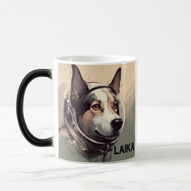 Laika, erster Hund im Weltraum Verwandlungstasse (Links)