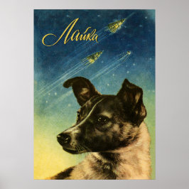 Laika, first space dog — Soviet space poster