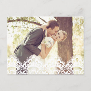 LAINE RUSTIQUE   CARTE POST MARIAGE PHOTO MERCI