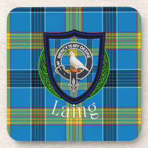 Laing Schottischer Clan-Tartan und Wappen Getränkeuntersetzer