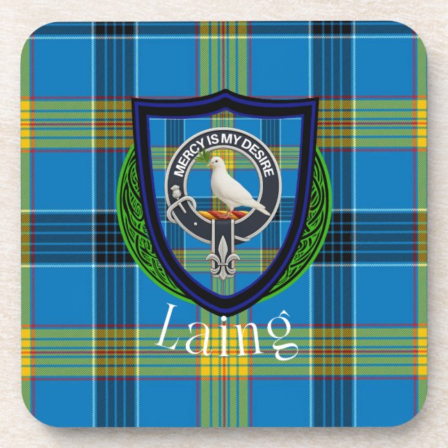 Laing Scottish Clan Tartan & Crest Getränkeuntersetzer (Vorderseite)