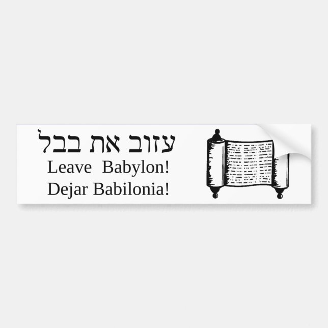 Laisse Babylon ! Sticker pare-chocs (blanc) (Devant)
