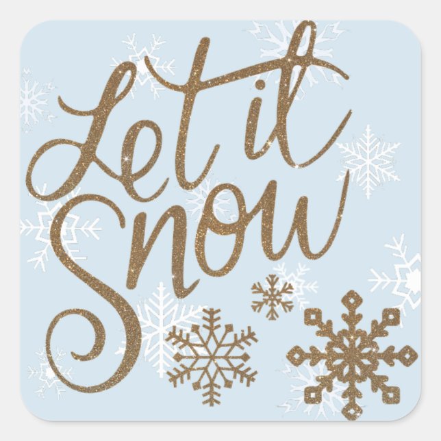 Laisser la neige Bleu et Or Stickers de Noël (Devant)