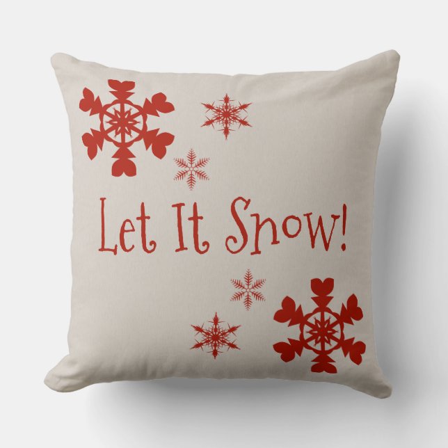 Laisser la neige Red Snowflakes Coussin (Recto)