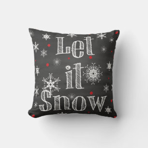 Laisser la neige sur Faux Chalkboard Coussin