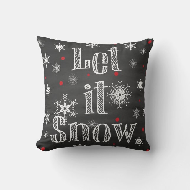Laisser la neige sur Faux Chalkboard Coussin (Recto)