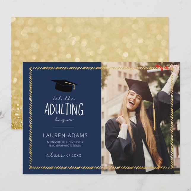 Laisser l'Adulte commencer la Faire-part de diplôm (Devant / Derrière)