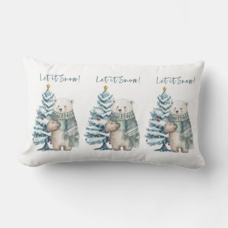 Laisser Neige Ours Polaire Blanc Lumbar Coussin