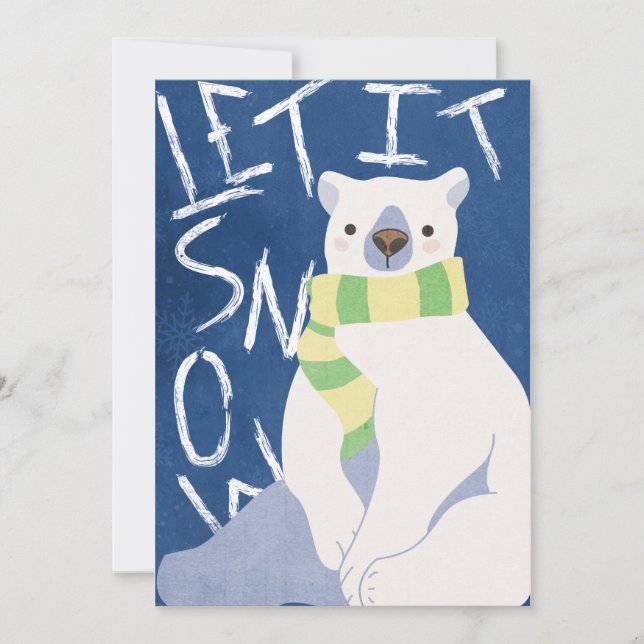 Laisser Neige Polaire Ours Carte de Noël (Devant)