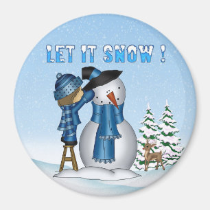 Laisser Neige Snowman Magnet rond