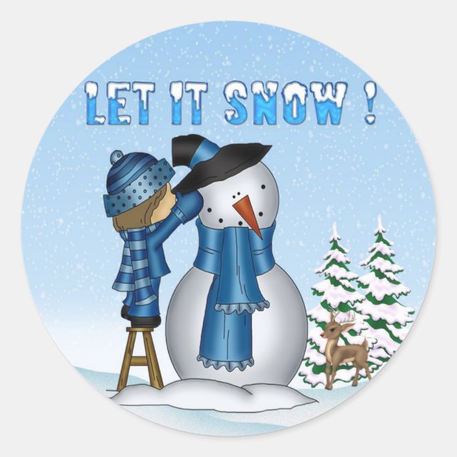Laisser neiger Stickers ronds Snowman (Devant)