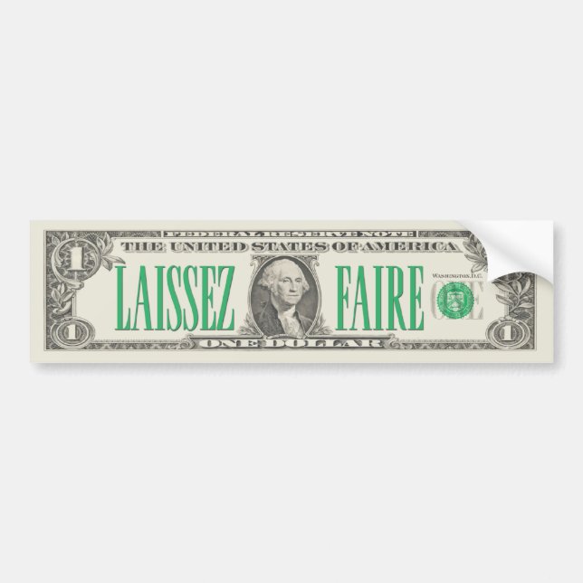 Laissez-Faire Dollarschein-Autoaufkleber Autoaufkleber (Vorne)