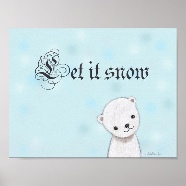 Laissez la neige Affiche Ours polaire mignon Art m (Devant)