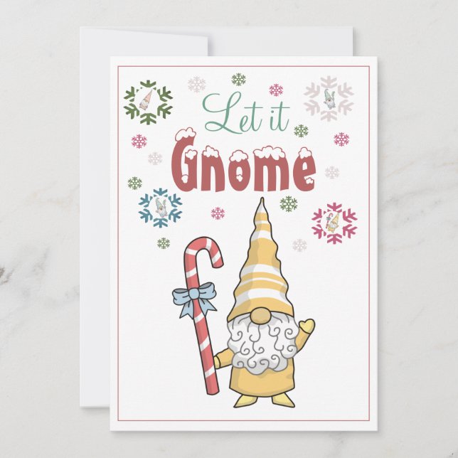 Laissez-le Gnome Snowflakes Carte de Noël (Devant)