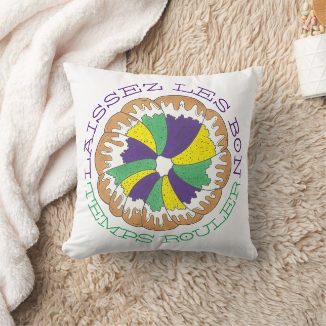 Laissez Les Bon Temps Rouler Mardi Gras King Cake Kissen (Decke)
