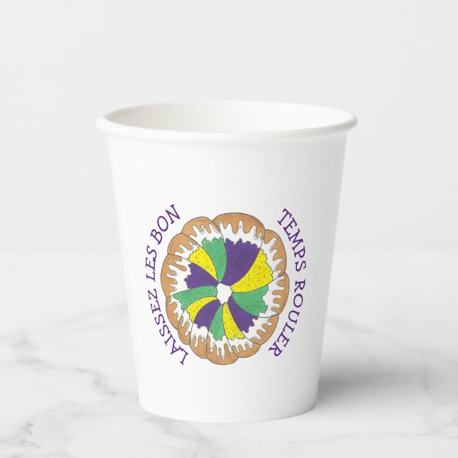 Laissez Les Bon Temps Rouler Mardi Gras King Cake Pappbecher (Vorderseite)