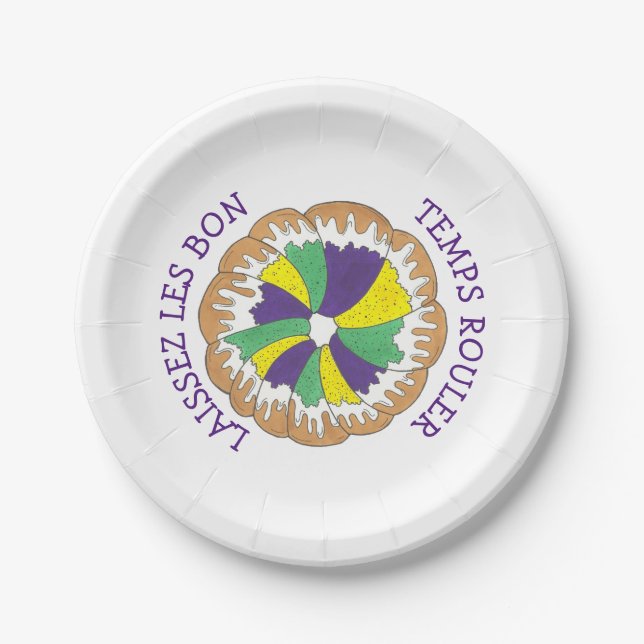 Laissez Les Bon Temps Rouler Mardi Gras King Cake Pappteller (Vorderseite)
