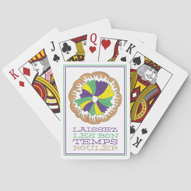 Laissez Les Bon Temps Rouler Mardi Gras King Cake Spielkarten (Rückseite)