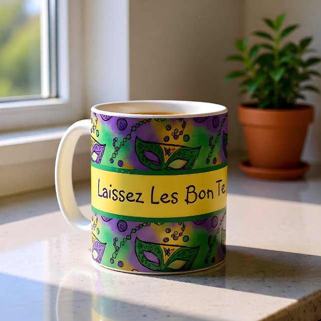 Laissez Les Bon Temps Rouler Mardi Gras Masks Kaffeetasse (Von Creator hochgeladen)