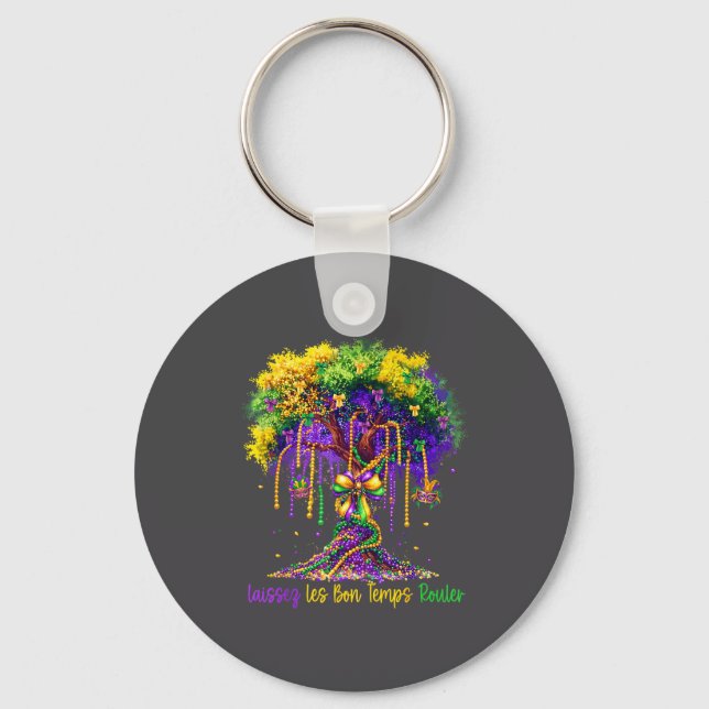 Laissez Les Bon Temps Rouler Mardi Gras Tree 2026  Schlüsselanhänger (Vorderseite)