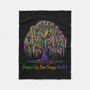 Laissez Les Bon Temps Rouler Mardi Gras Tree Beads Fleecedecke