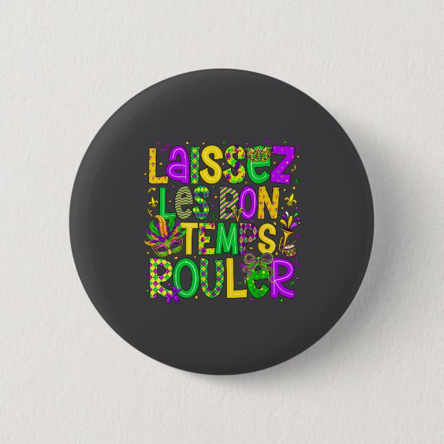 Laissez Les Bon Temps Rouler Matching Mardi Gras P Button (Vorderseite)