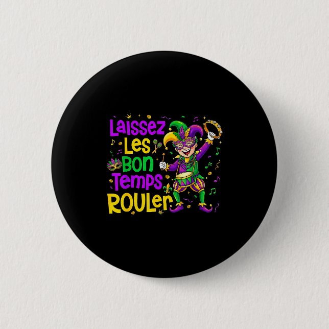 Laissez Les Bon Temps Rouler Matching Mardi Gras P Button (Vorderseite)