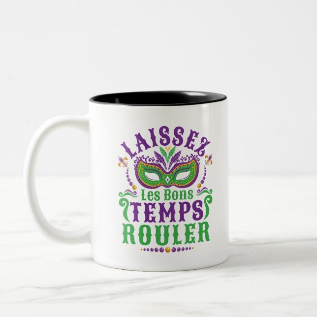 Laissez Les Bons Tempel Rouler Mardi Gras Zweifarbige Tasse (Links)