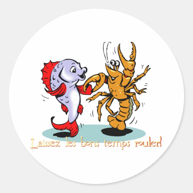 Laissez les bons temps rouler! Crawfish Mardi Gras Runder Aufkleber (Vorderseite)