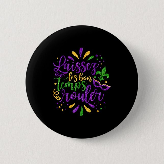 Laissez Les Bons Temps Rouler Mardi Gras 2026 Carn Button (Vorderseite)